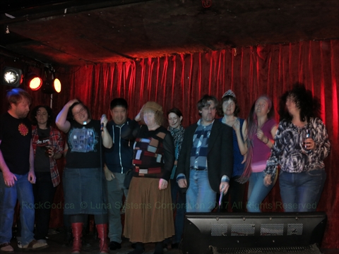group singing karaoke at the Cobalt